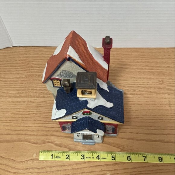 Vtg Lemax Dickensvale Olde School Building w Bell Christmas Village House 1993 - Picture 11 of 12